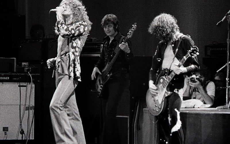 Led Zeppelin on stage in 1975