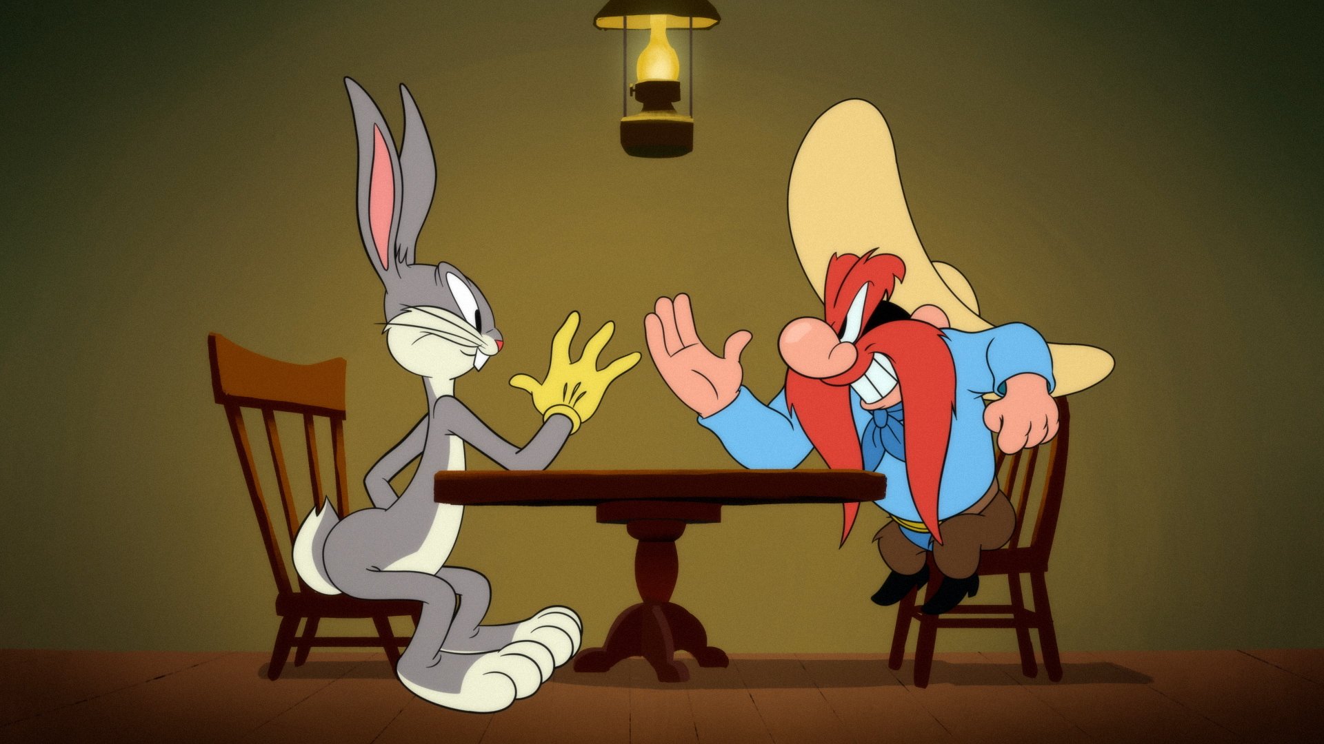 Bugs Bunny and Yosemite Sam in 'Looney Tunes Cartoons'