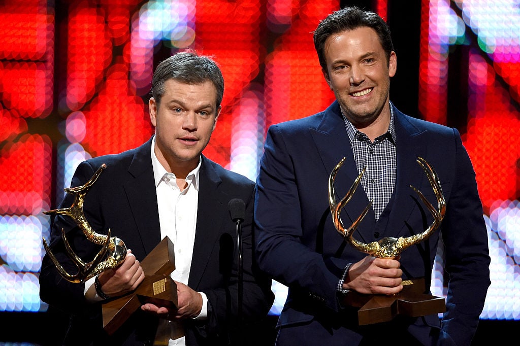 Honorees Matt Damon (L) and Ben Affleck accept the Guys Of The Decade award onstage during Spike TV's 10th Annual Guys Choice Awards at Sony Pictures Studios on June 4, 2016 in Culver City, California.