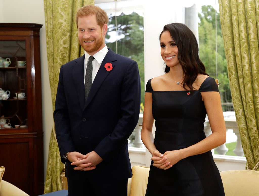 Prince Harry and Meghan Markle attend a reception at Government House on October 28, 2018 in Wellington, New Zealand