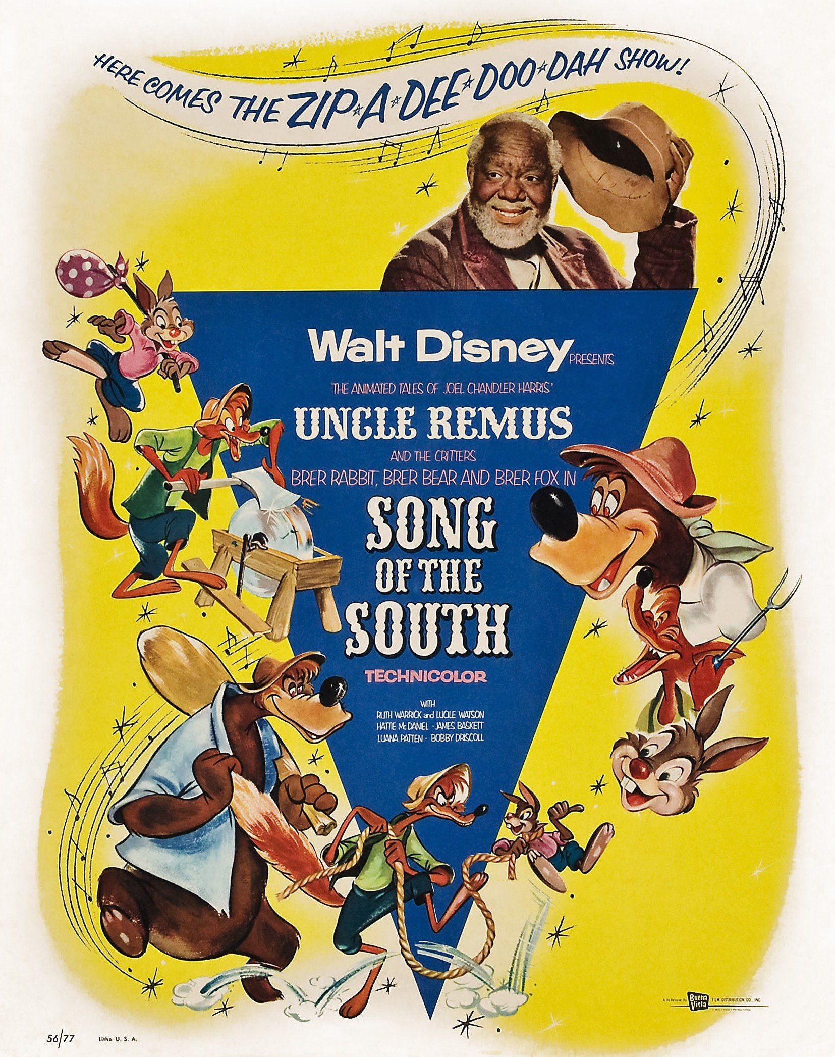 'Song Of The South' poster with James Baskett on top, who played Uncle Remus.