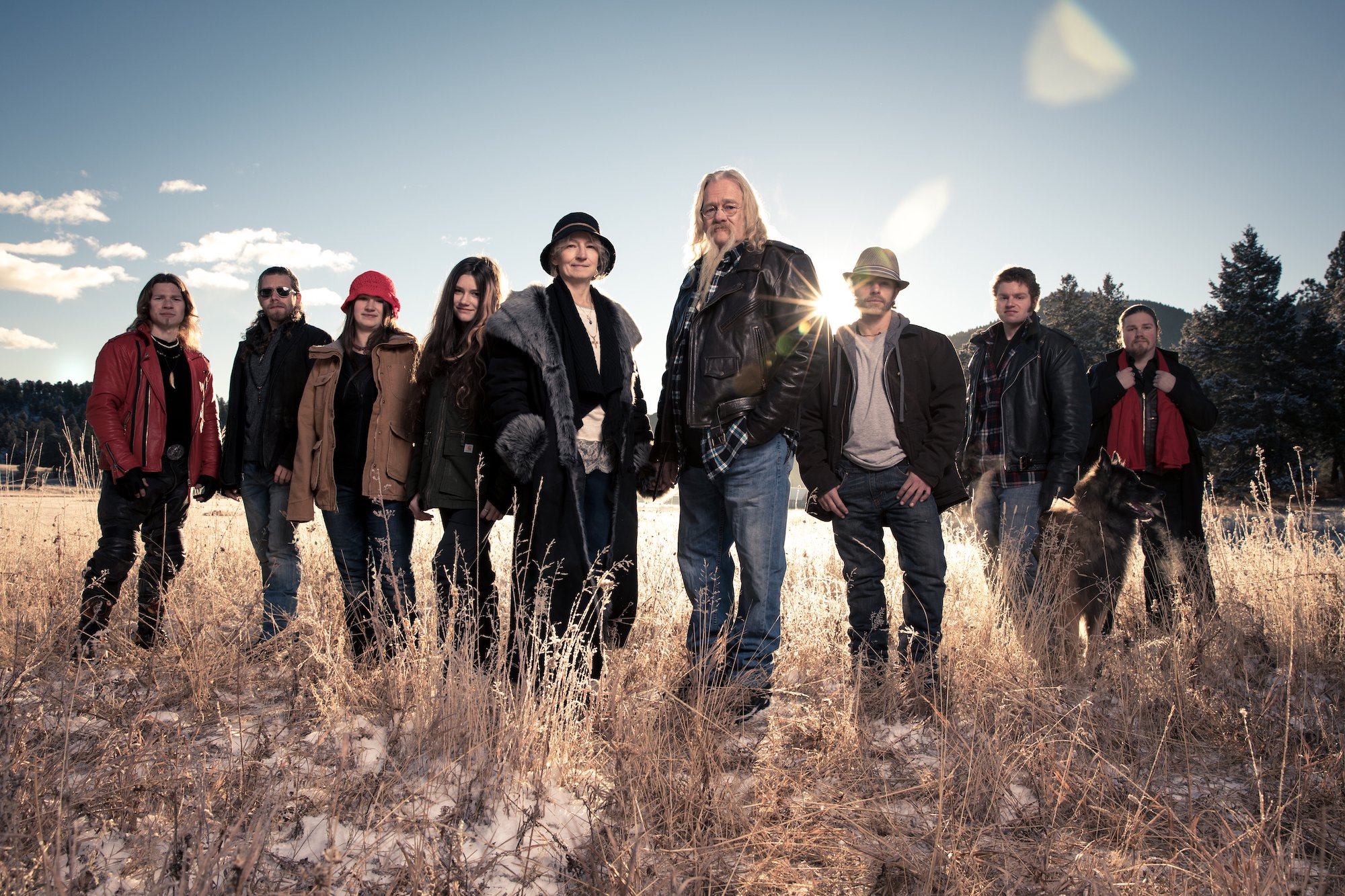 The Brown family from 'Alaskan Bush People' standing in a field