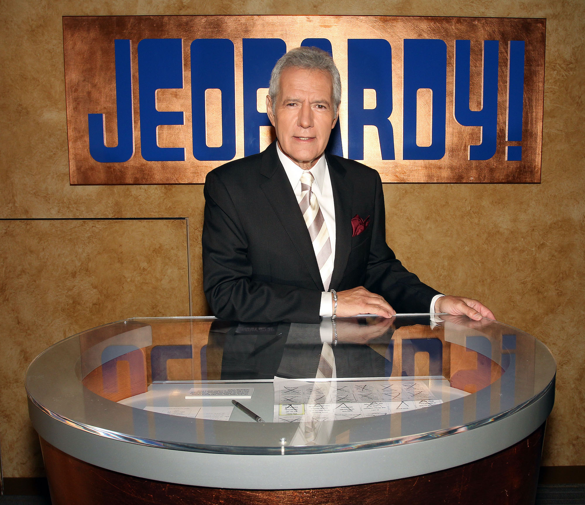 Alex Trebek on the set of 'Jeopardy!' Season 28