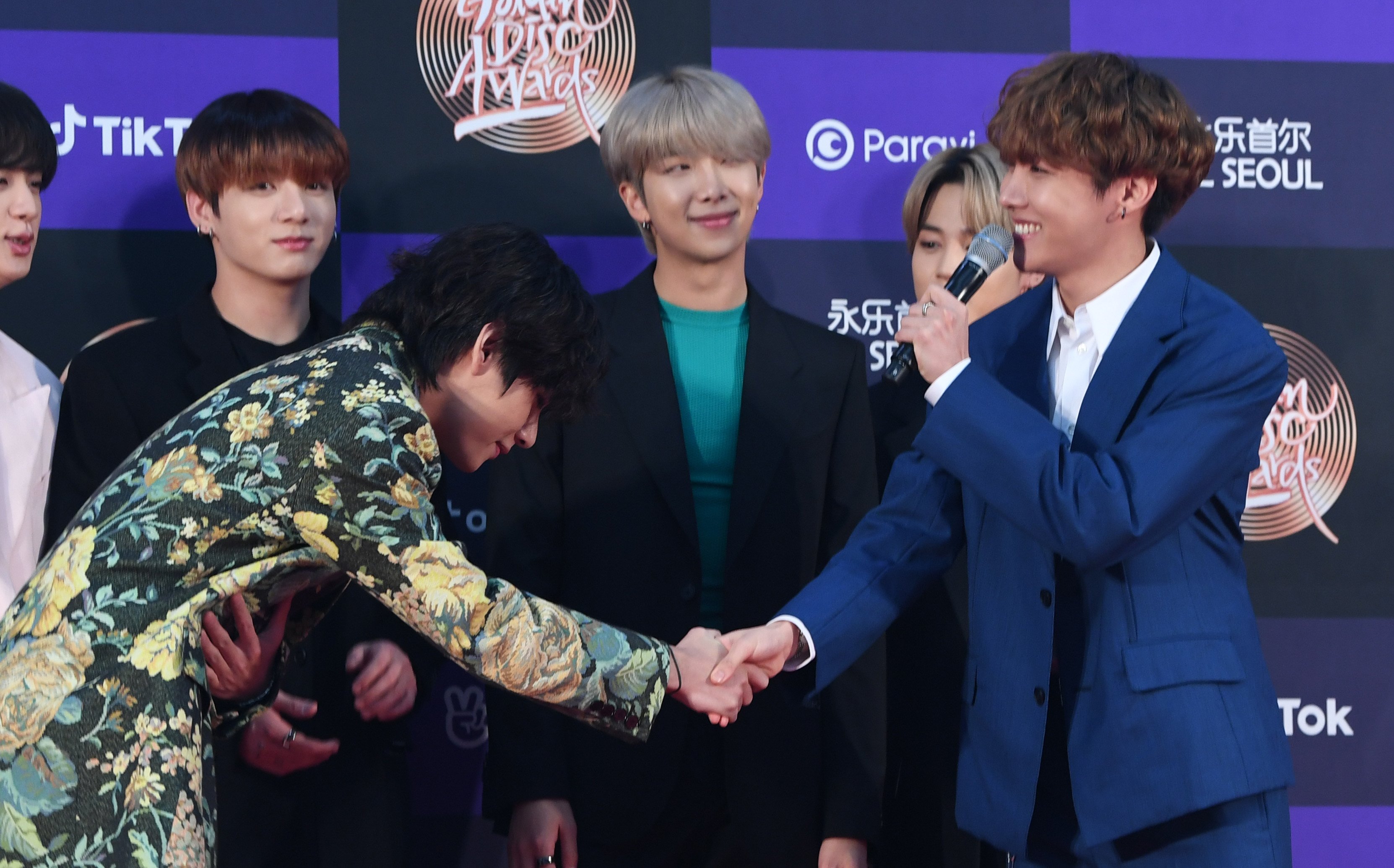 BTS arrives at the photo call for the 34th Golden Disc Awards