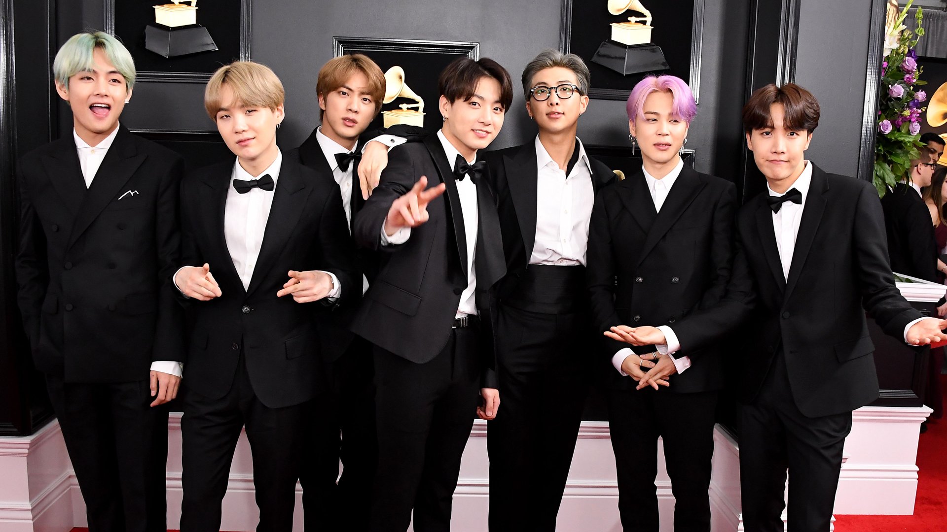 BTS arrives at the 61st Annual GRAMMY Awards at Staples Center on February 10, 2019 in Los Angeles, California.