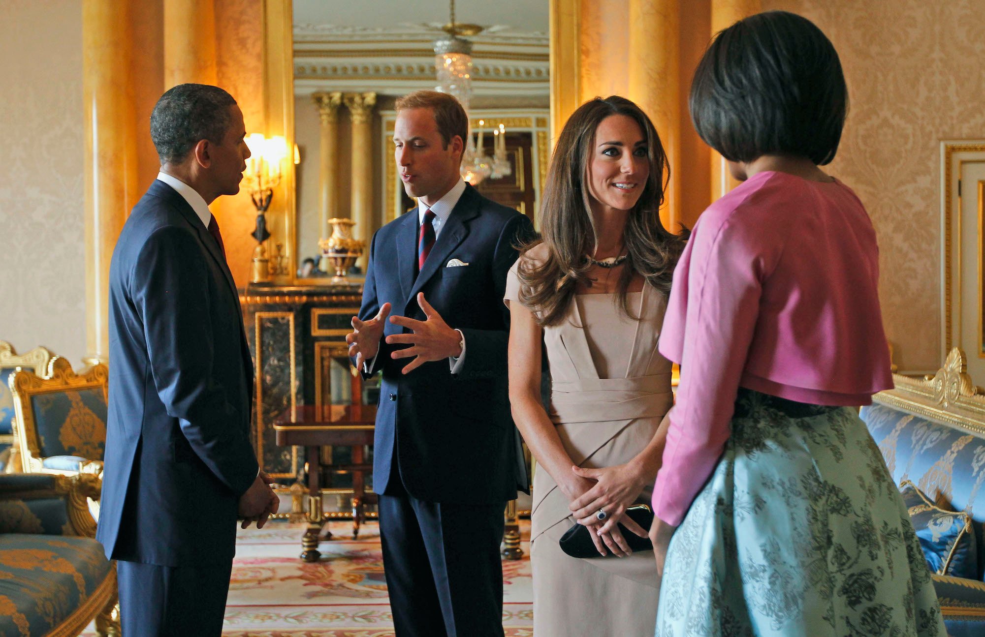 Barack Obama, Prince William, Kate Middleton, and Michelle Obama at Buckingham Palace