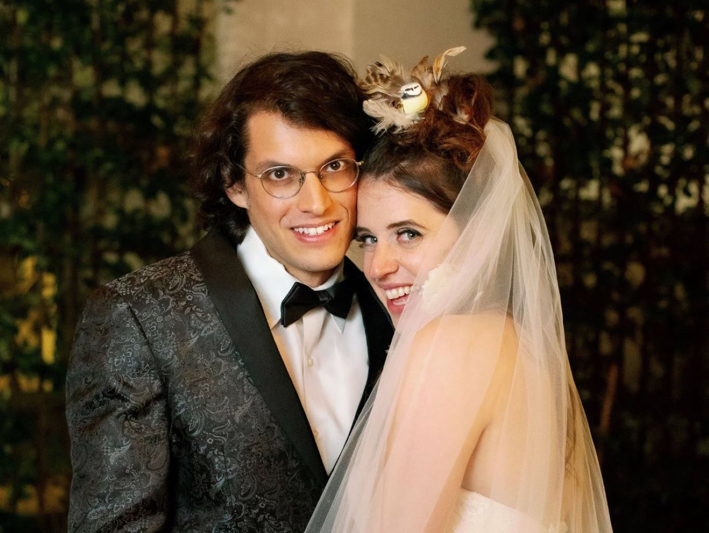 Smiling photo of Bennett and Amelia from 'Married at First Sight' on their wedding day.