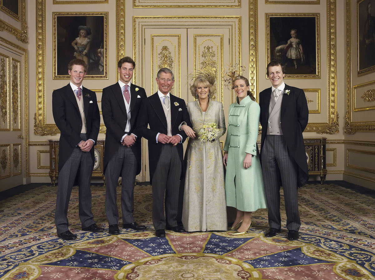 Prince Charles and Camilla Parker Bowles with their kids at their wedding in 2005 