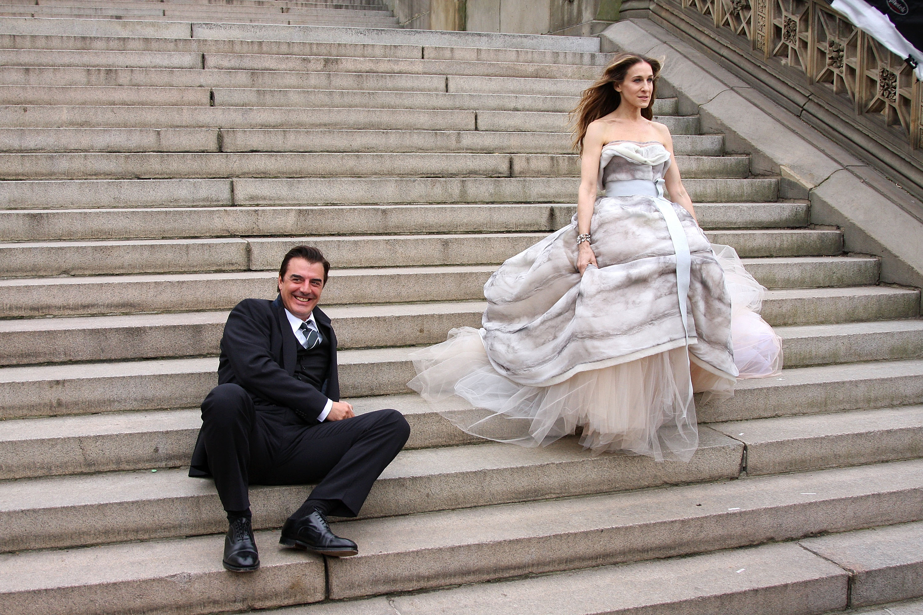 Chris Noth and Sarah Jessica Parker on location for a 'Vogue' photoshoot