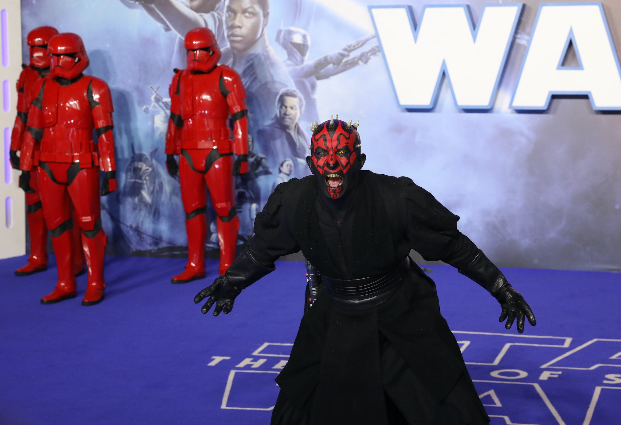 Darth Maul attends the "Star Wars: The Rise of Skywalker" European Premiere at Cineworld Leicester Square 