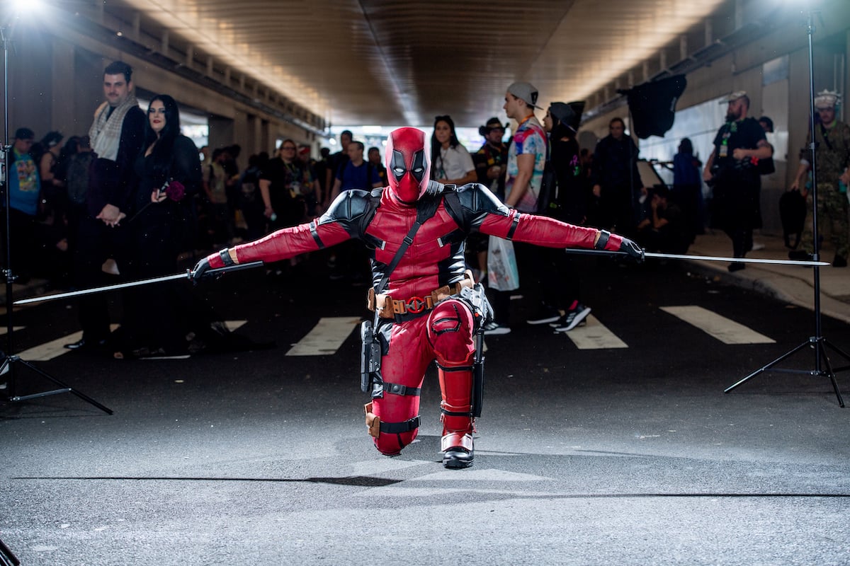 A fan cosplays as Deadpool