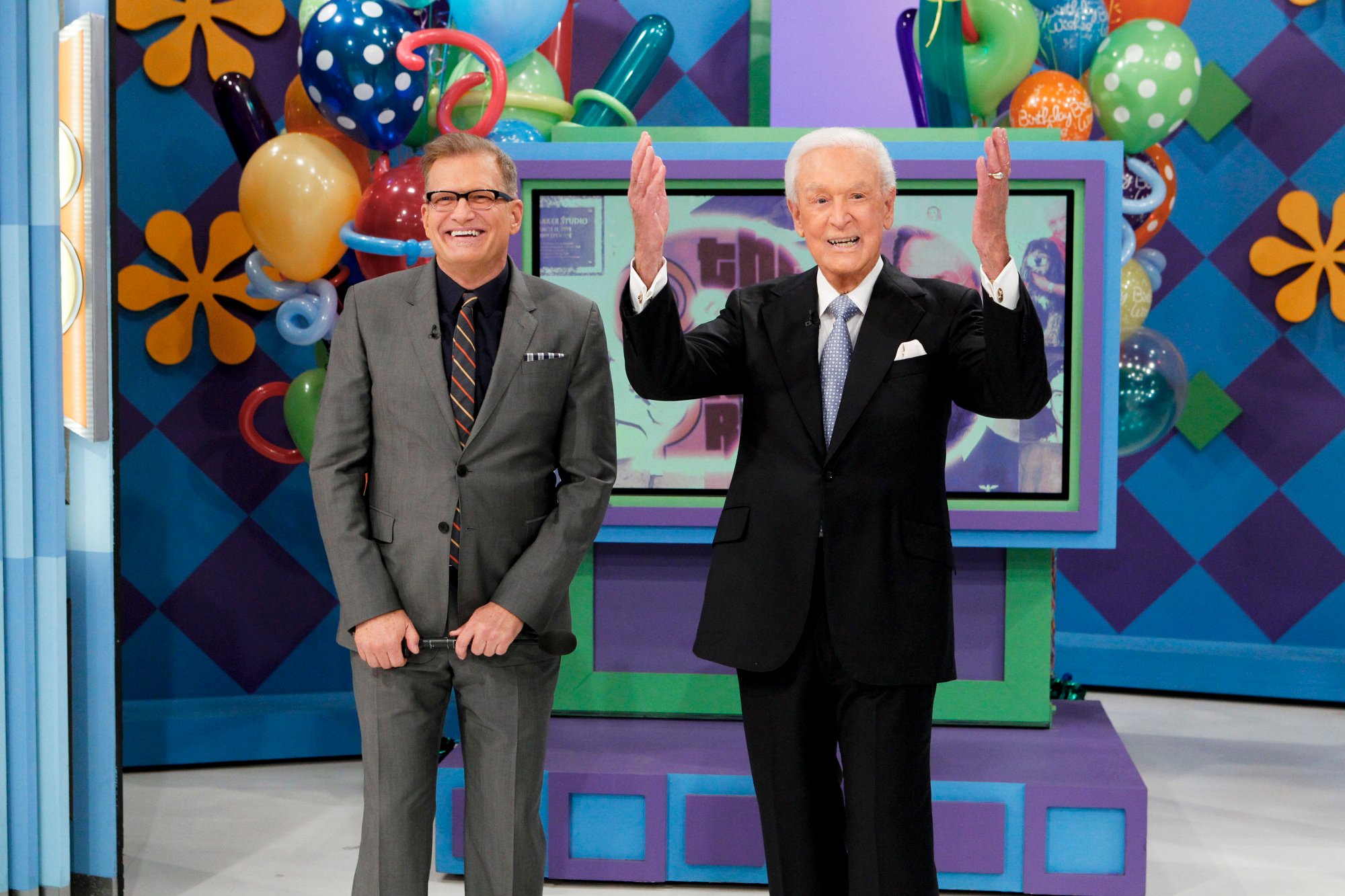 Drew Carey and Bob Barker on the set of 'The Price Is Right'