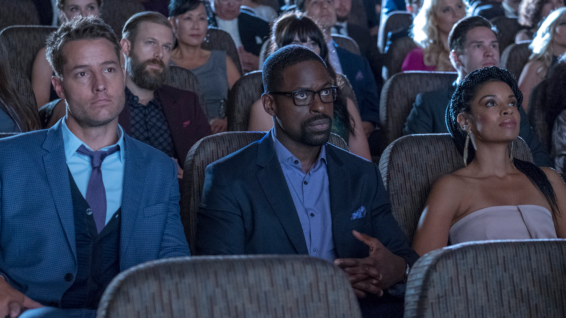 Justin Hartley as Kevin, Sterling K. Brown as Randall, Susan Kelechi Watson as Beth on 'This Is Us' Season 3