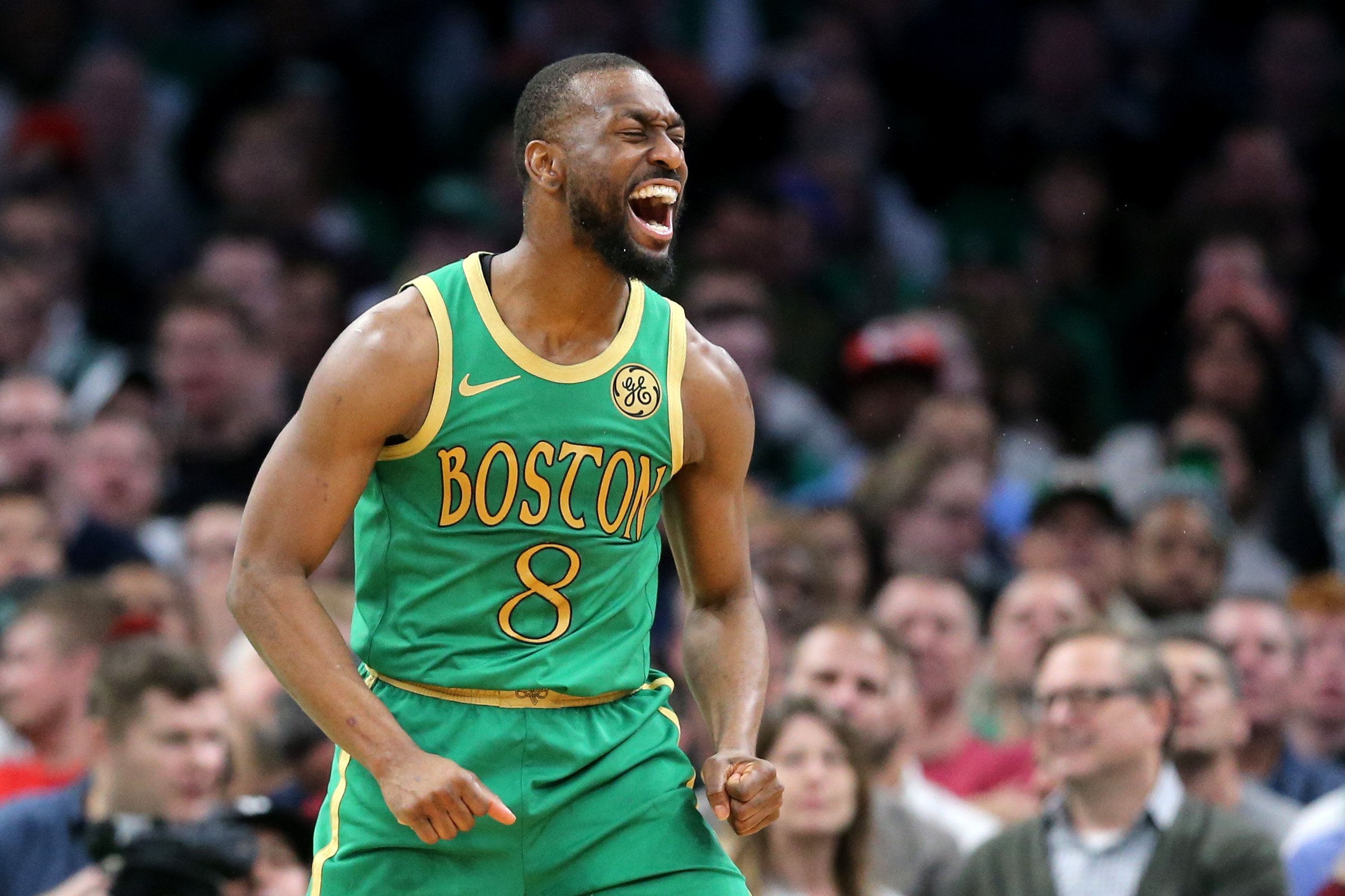 Kemba Walker celebrating during a Celtics game