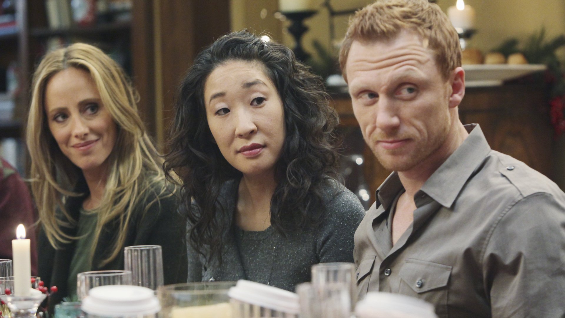 Kim Raver as Teddy Altman, Sandra Oh as Cristina Yang, and Kevin McKidd as Owen Hunt on 'Grey's Anatomy'