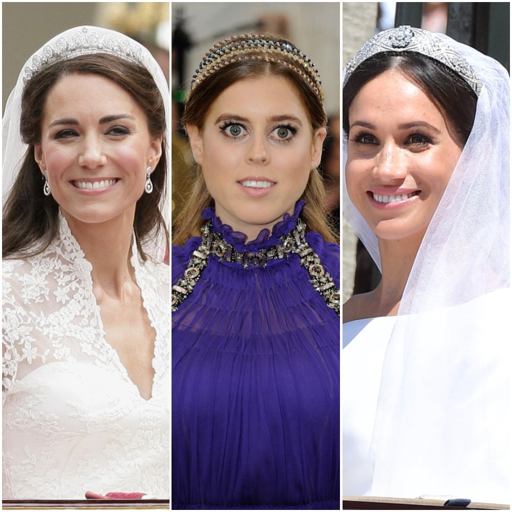 (L) Kate Middleton, (C) Princess Beatrice, (R) Meghan Markle