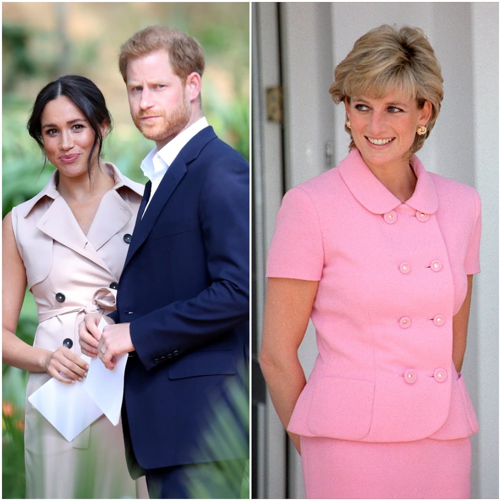 (L) Meghan Markle and Prince Harry, (R) Princess Diana