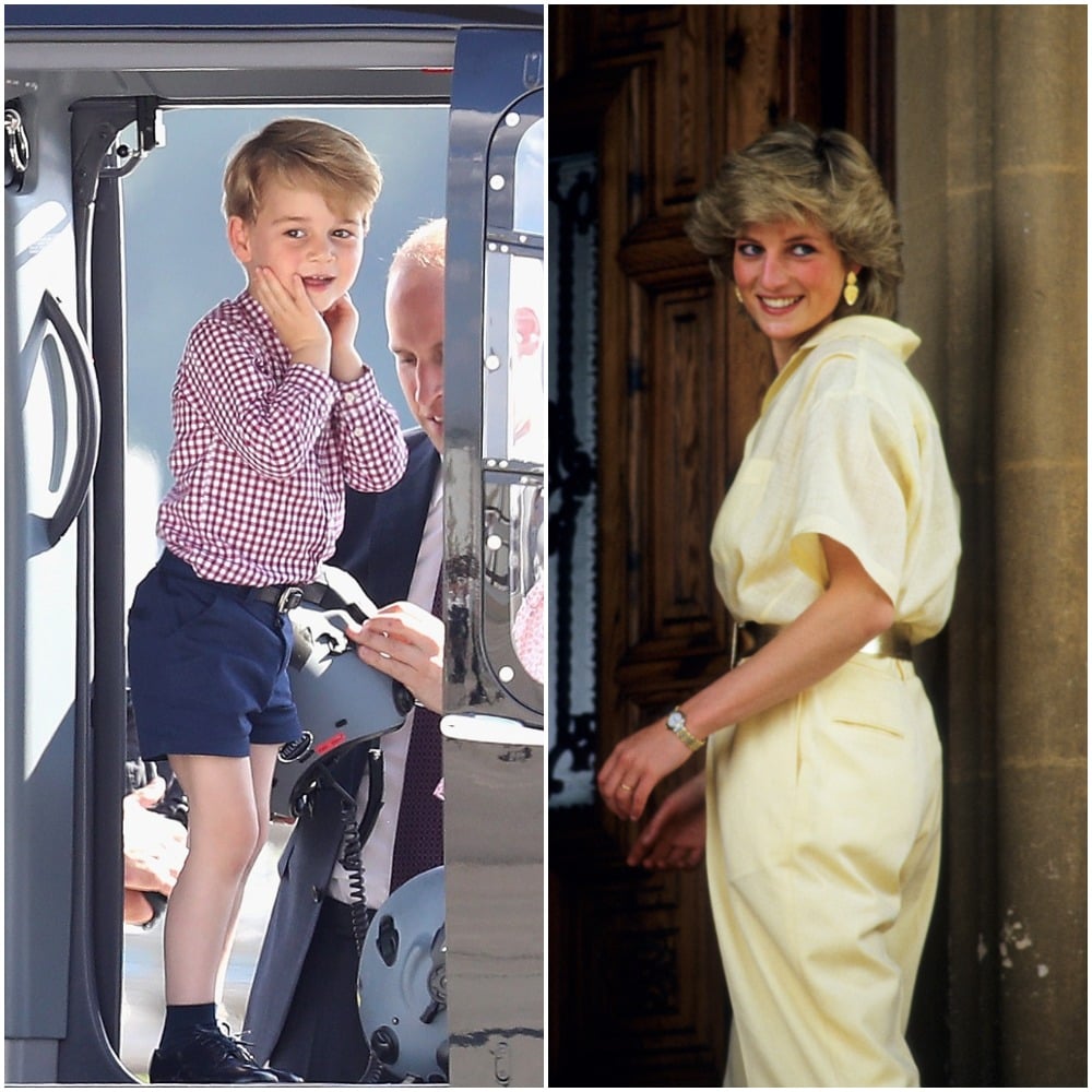 (L) Prince George, (R) Princess Diana