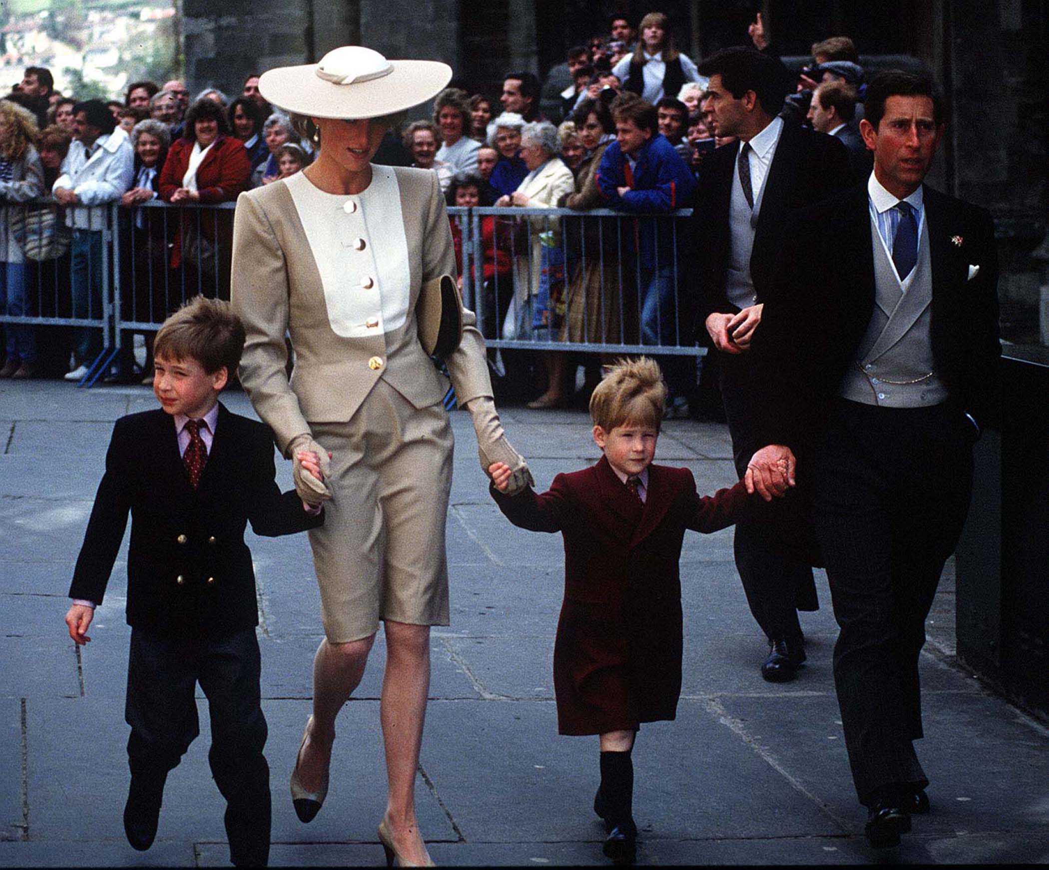 Prince William, Princess Diana, Prince Harry, and Prince Charles
