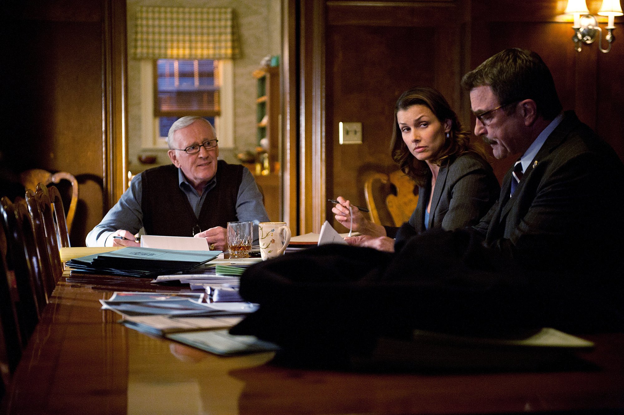 Len Cariou, Bridget Moynahan, and Tom Selleck on Blue Bloods | Jojo Whilden/CBS via Getty Images