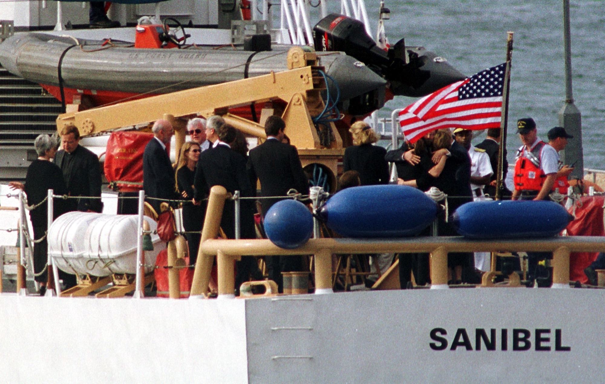 Members of the Bessette and Kennedy families gather for burial at sea of John F. Kennedy Jr., Carolyn Bessette, and Lauren Bessette