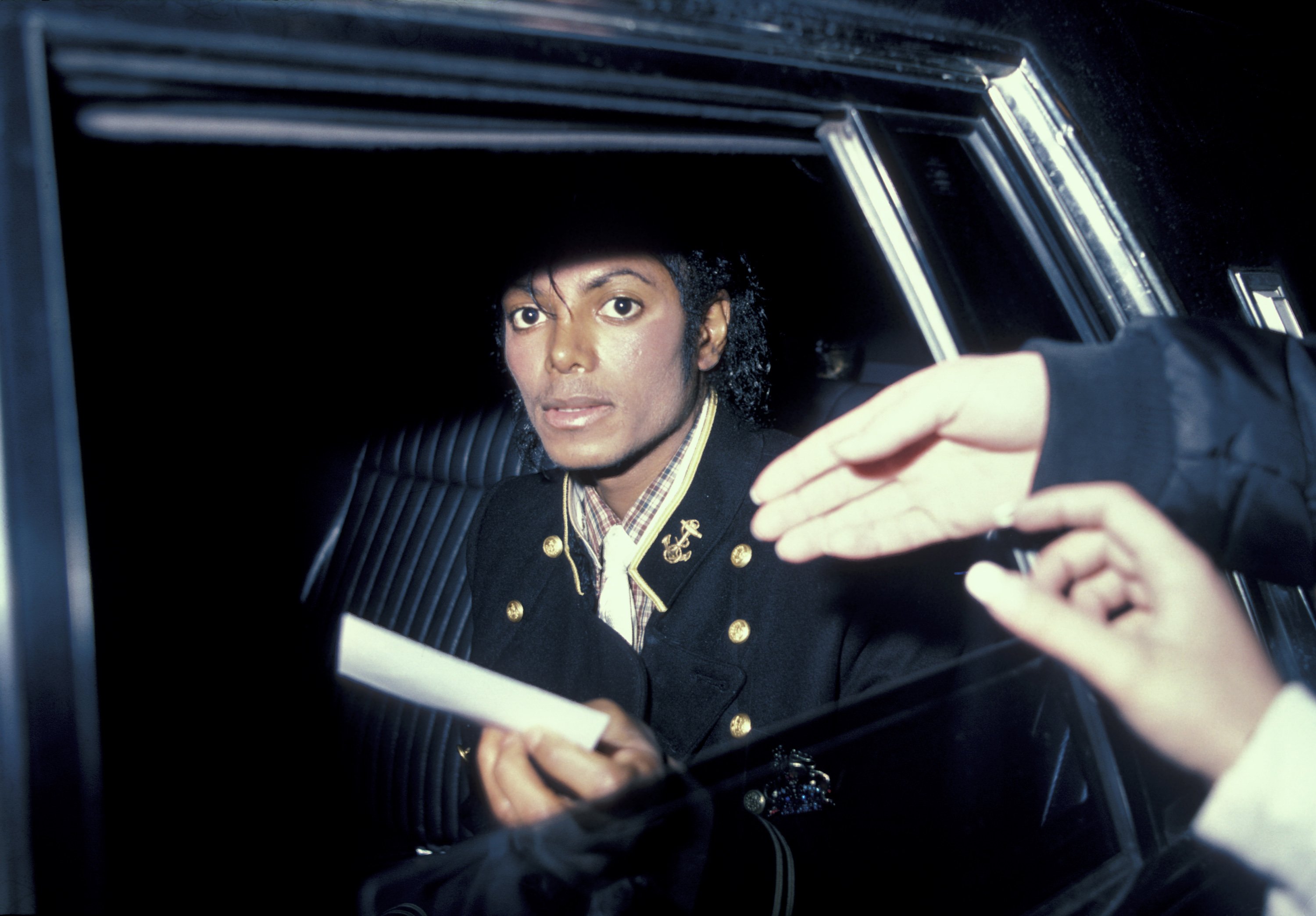 Michael Jackson in a car