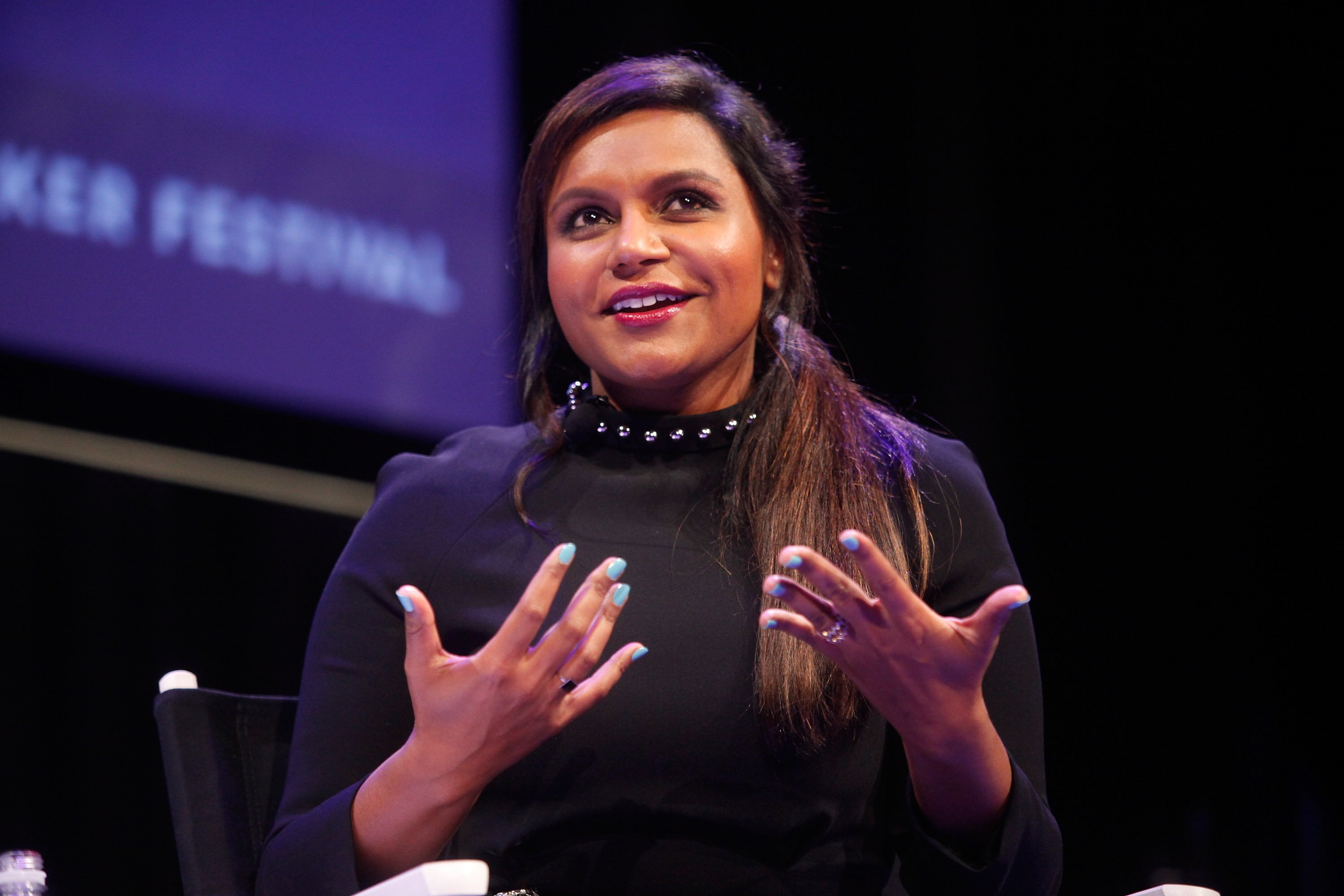 Mindy Kaling giving an interview