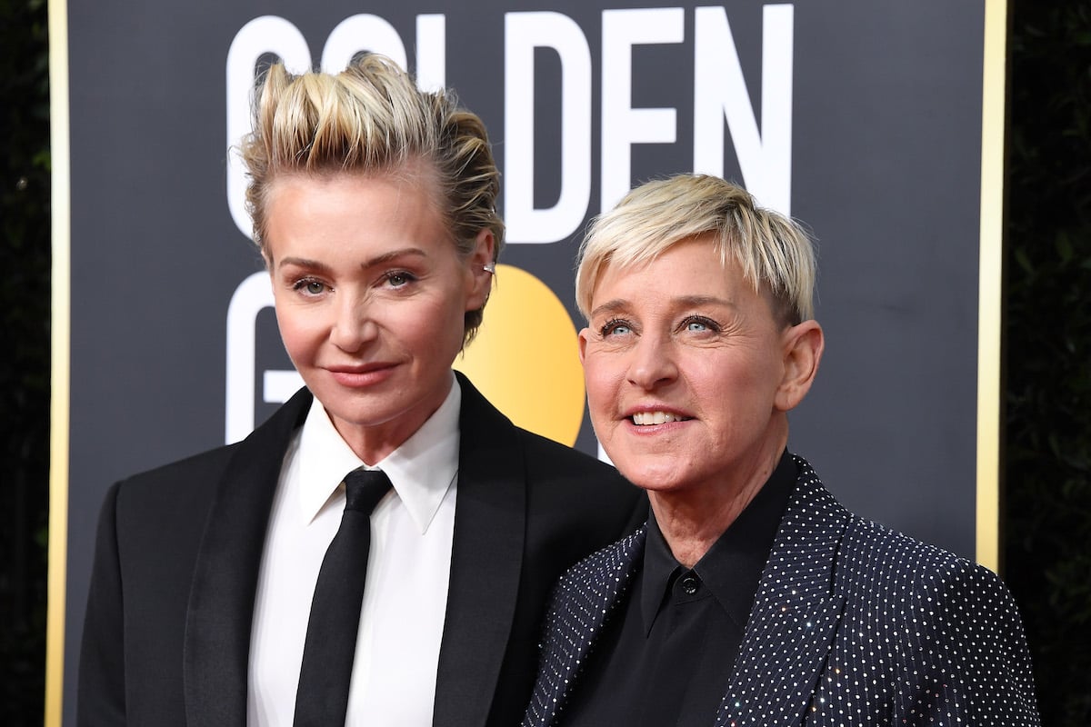 Portia de Rossi and Ellen DeGeneres attend the 77th Annual Golden Globe Awards