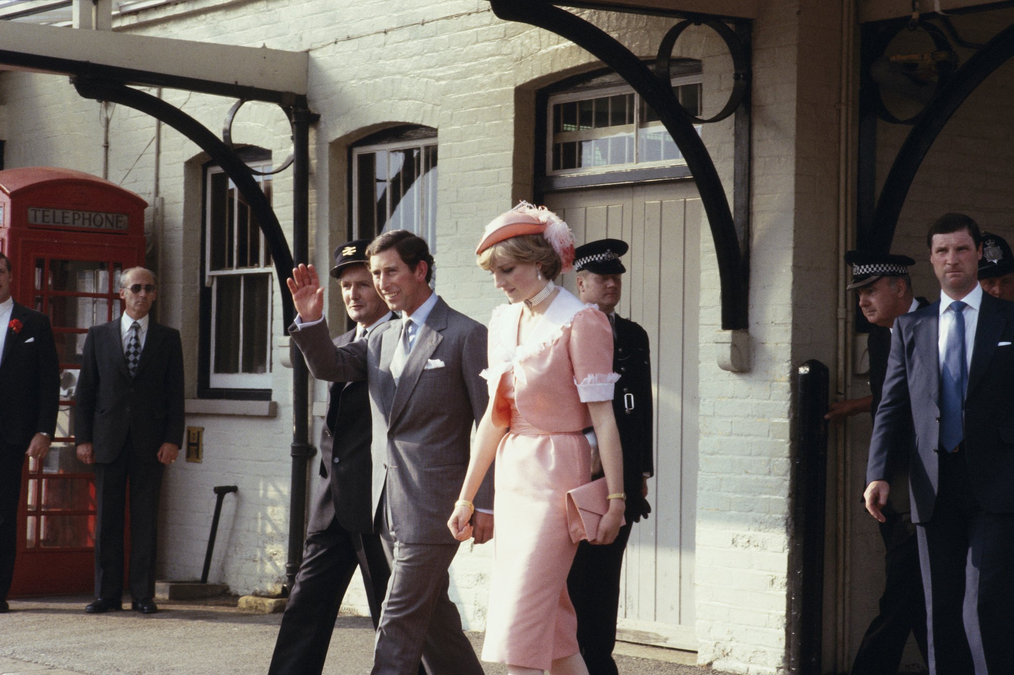 Prince Charles and Princess Diana at Romsey Station starting their honeymoon