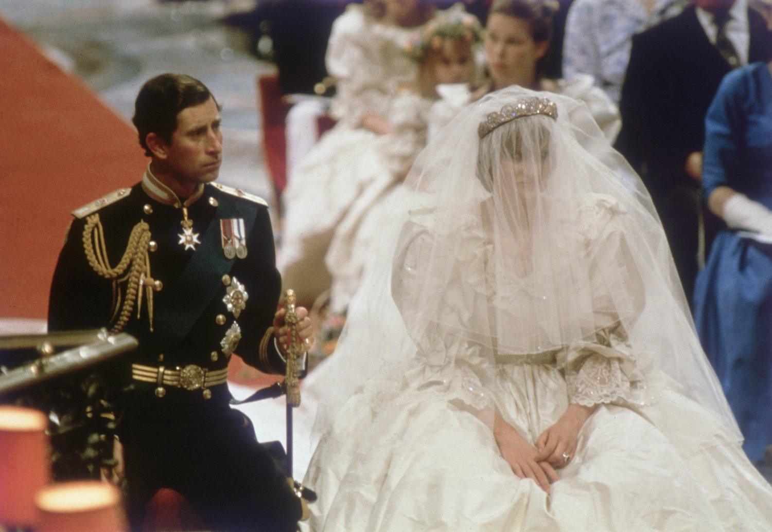 Prince Charles and Princess Diana at the altar during their royal wedding ceremony