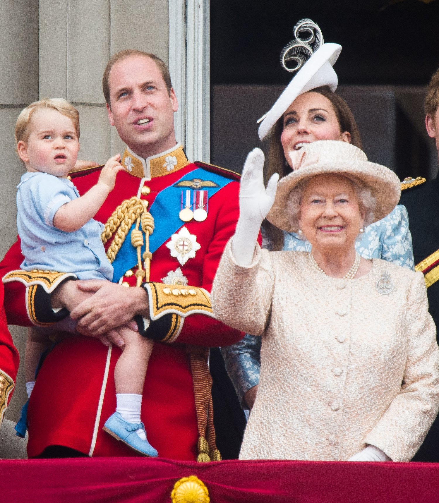 Prince William, Kate Middleton, Prince George, and Queen Elizabeth II at 2015 Trooping the Colour