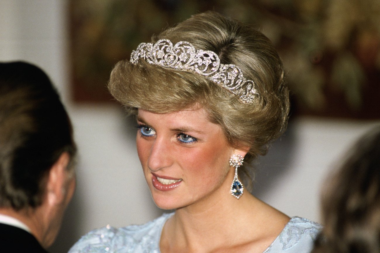 Princess Diana wears the Spencer Tiara during an event in Munich, Germany