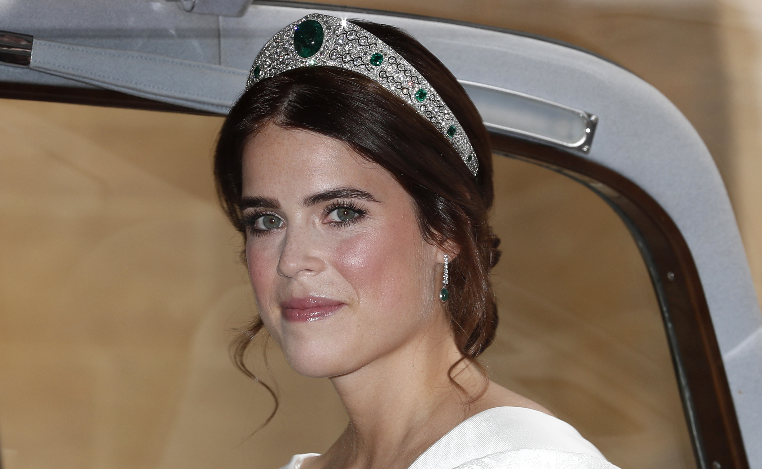 Princess Eugenie wearing the Greville Emerald Kokoshnik tiara