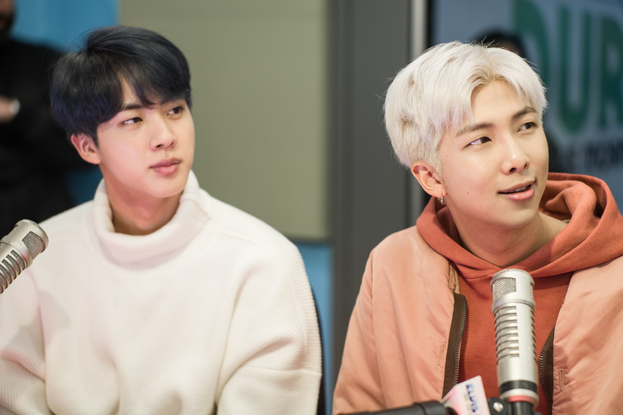 Jin and RM of BTS visit The Elvis Duran Z100 Morning Show