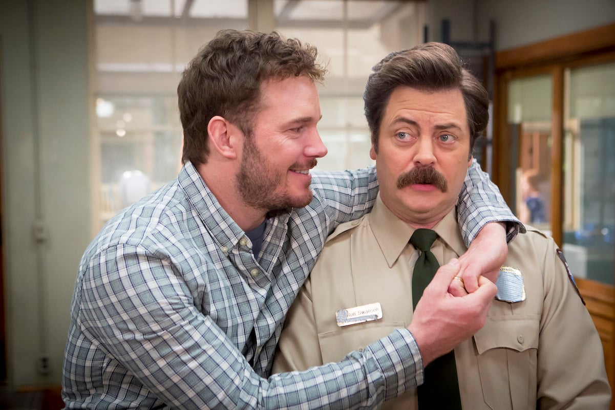 Andy Dwyer (Chris Pratt) and Ron Swanson (Nick Offerman) on 'Parks and Rec'