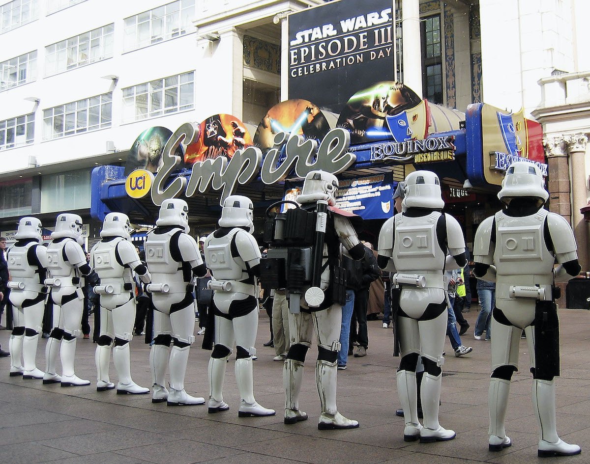 Stormtroopers at the London premiere of 'Star Wars: Revenge of the Sith'