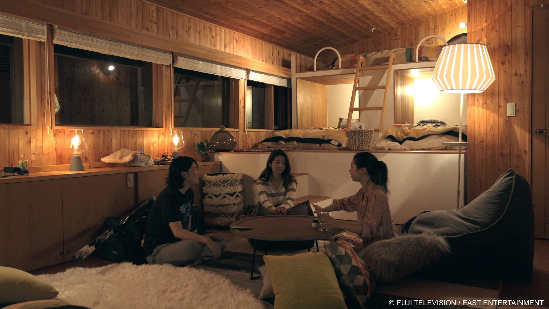 'Terrace House' cast members in a bedroom/living room