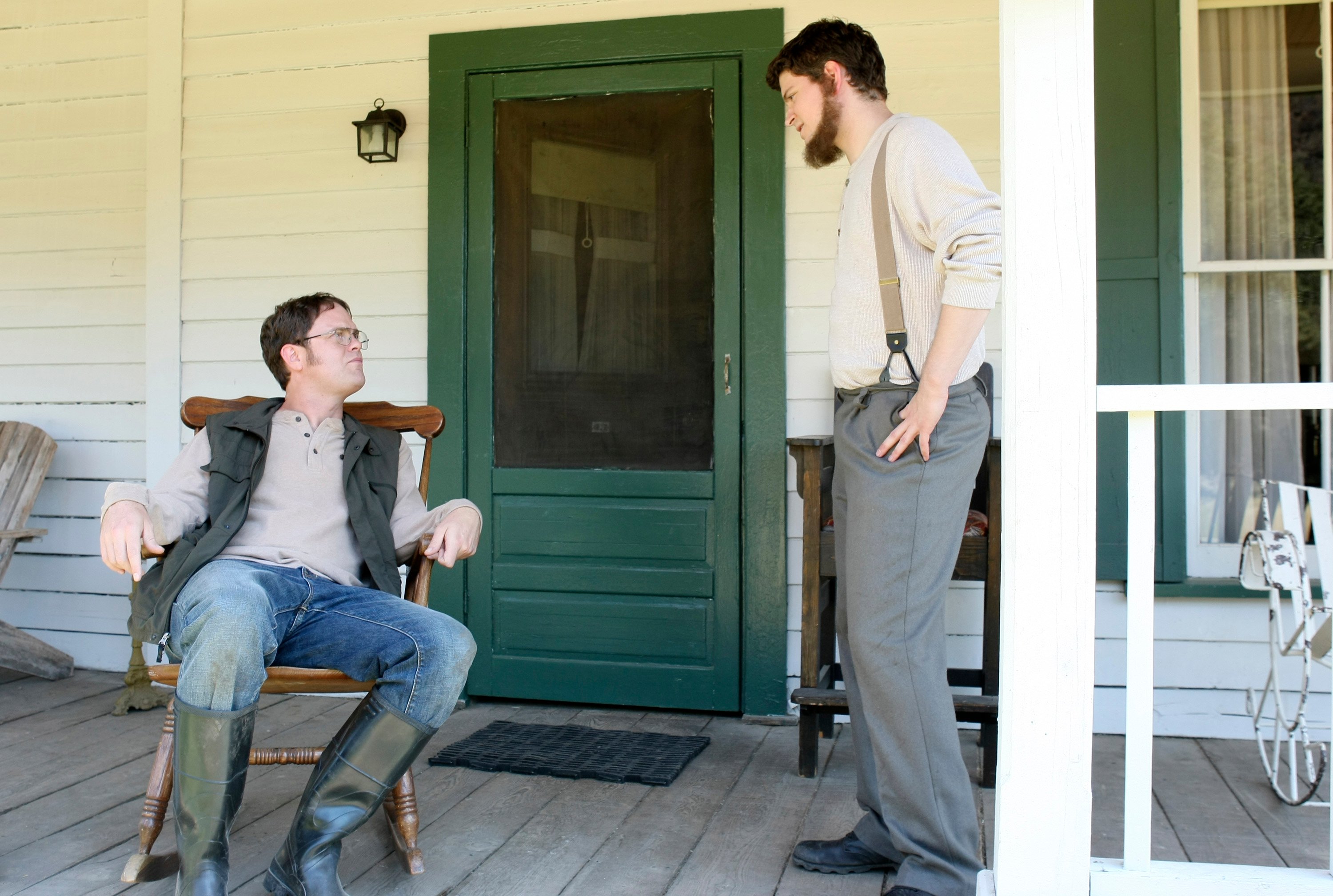 Rainn Wilson as Dwight Schrute and Michael Schur as Mose on 'The Office'