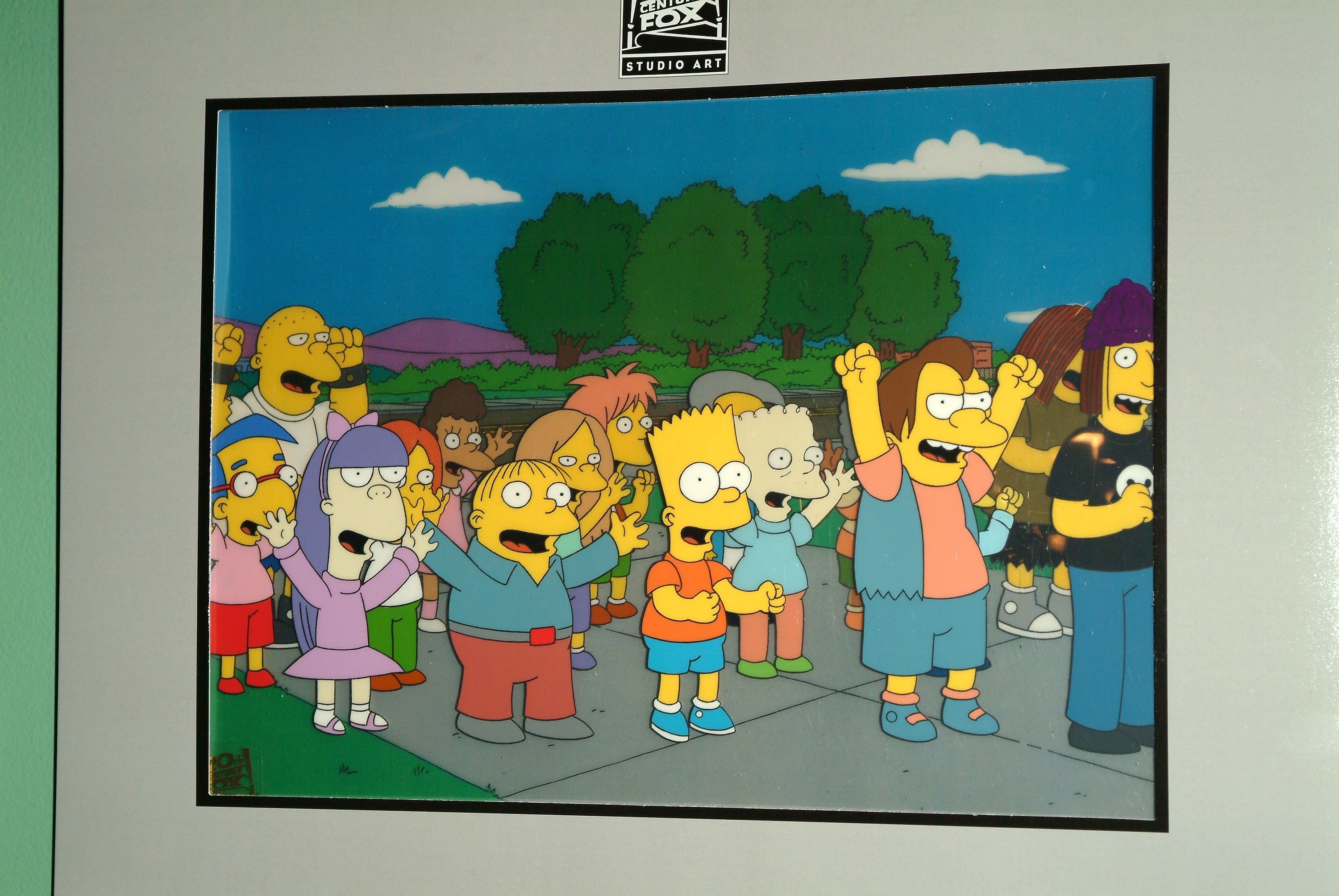 Original animation cels from 'The Simpsons' on display