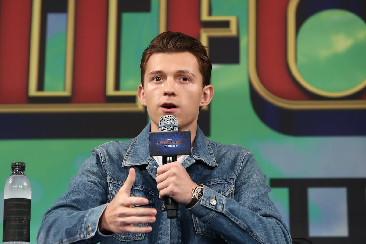 Tom Holland at a 'Spider-Man: Far From Home' press event