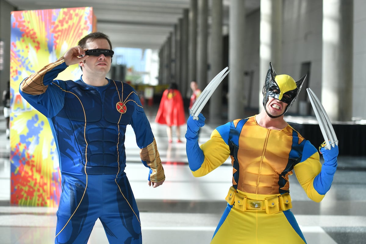 Fans cosplay as X-men's Cyclops and Wolverine