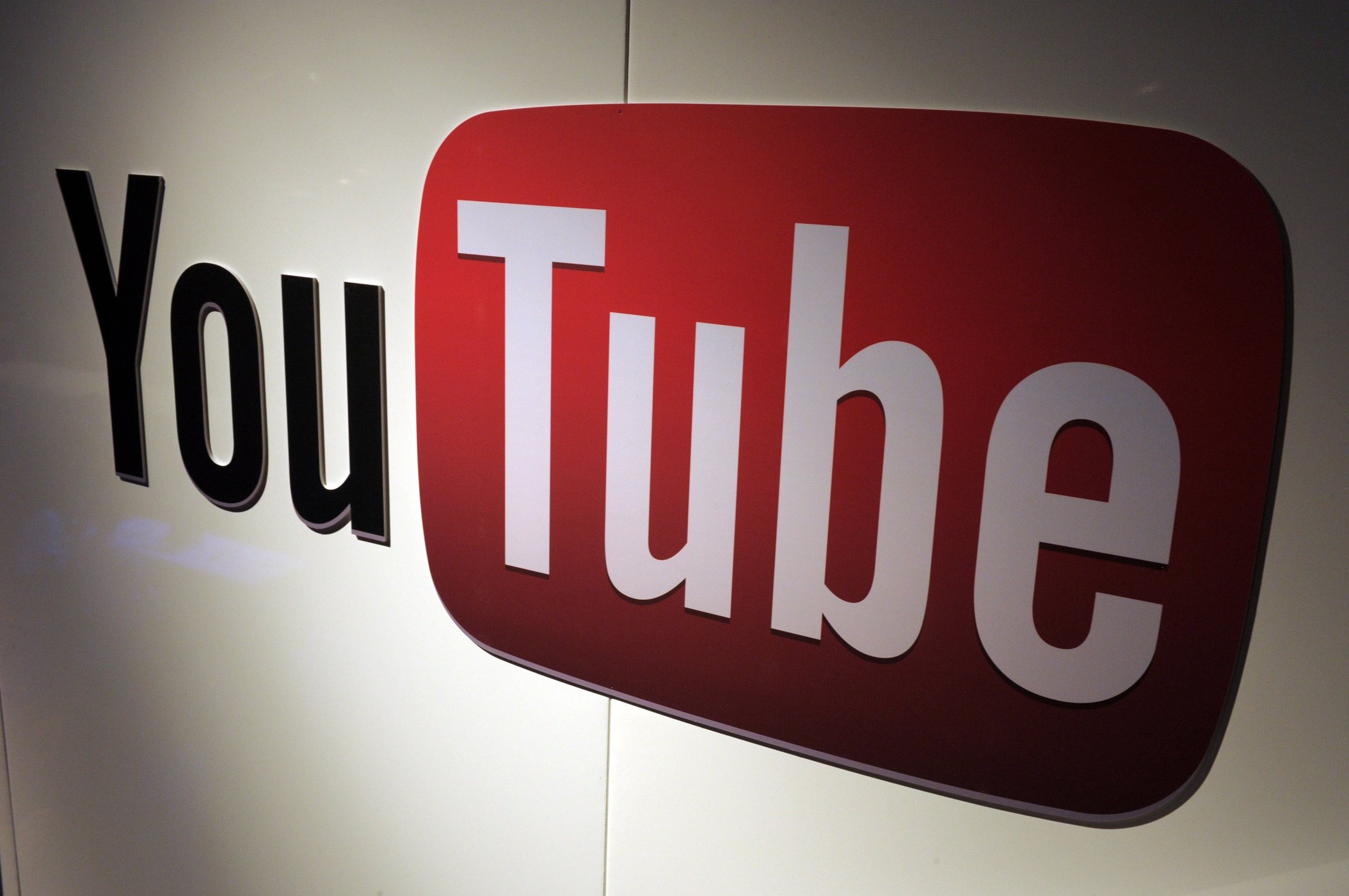 YouTube logo on December 4, 2012 during LeWeb Paris 2012 in Saint-Denis