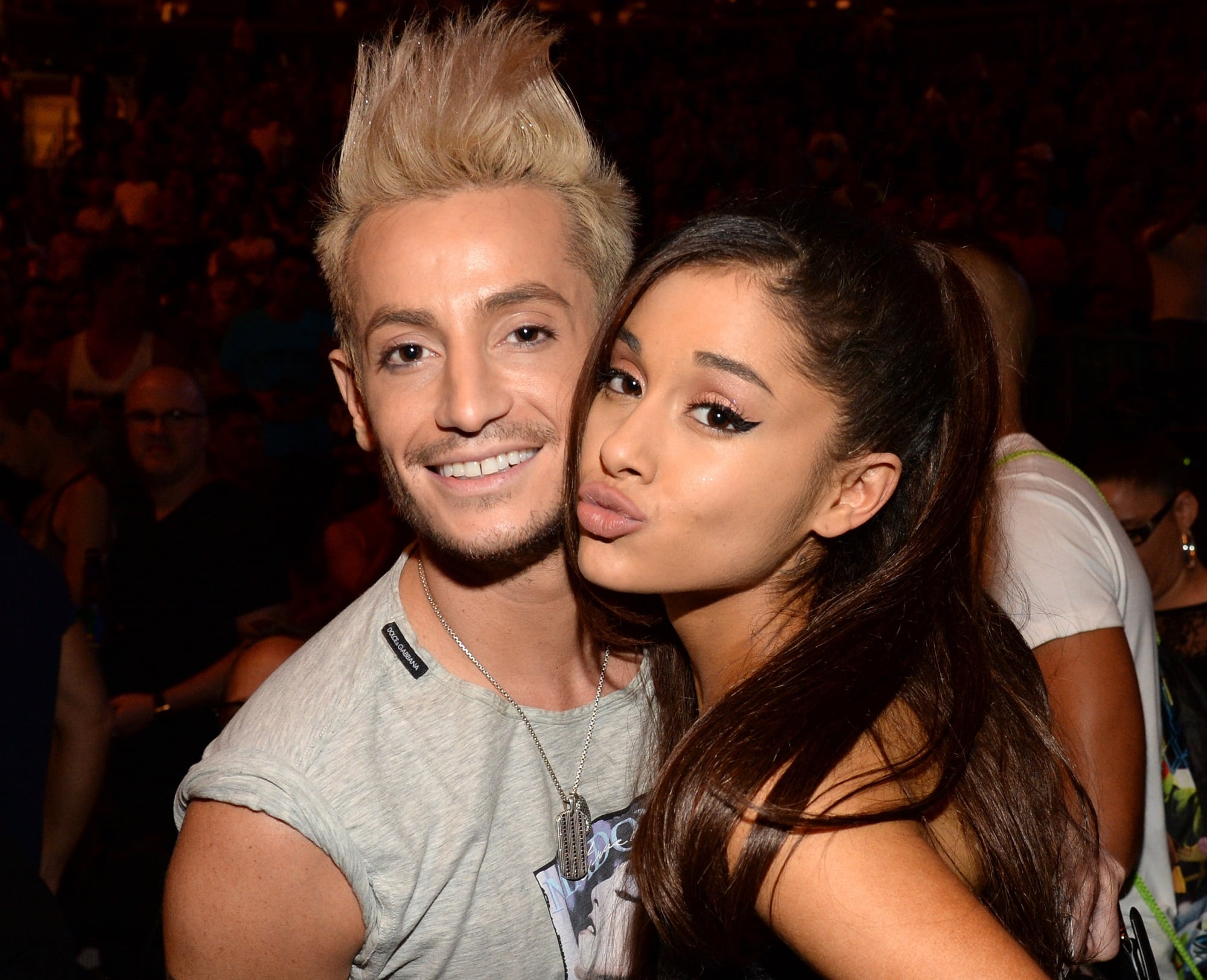 Frankie J Grande and Ariana Grande pose before Madonna performs onstage during her "Rebel Heart" tour at Madison Square Garden on September 16, 2015 in New York City.
