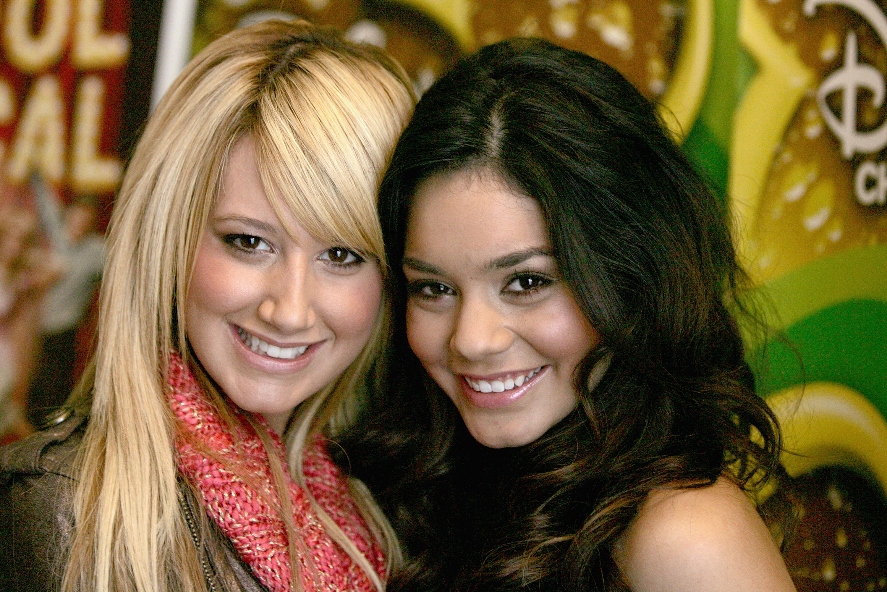 Ashley Tisdale and Vanessa Hudgens (R) attend a breakfast with the cast of 'High School Musical' on December 16, 2005