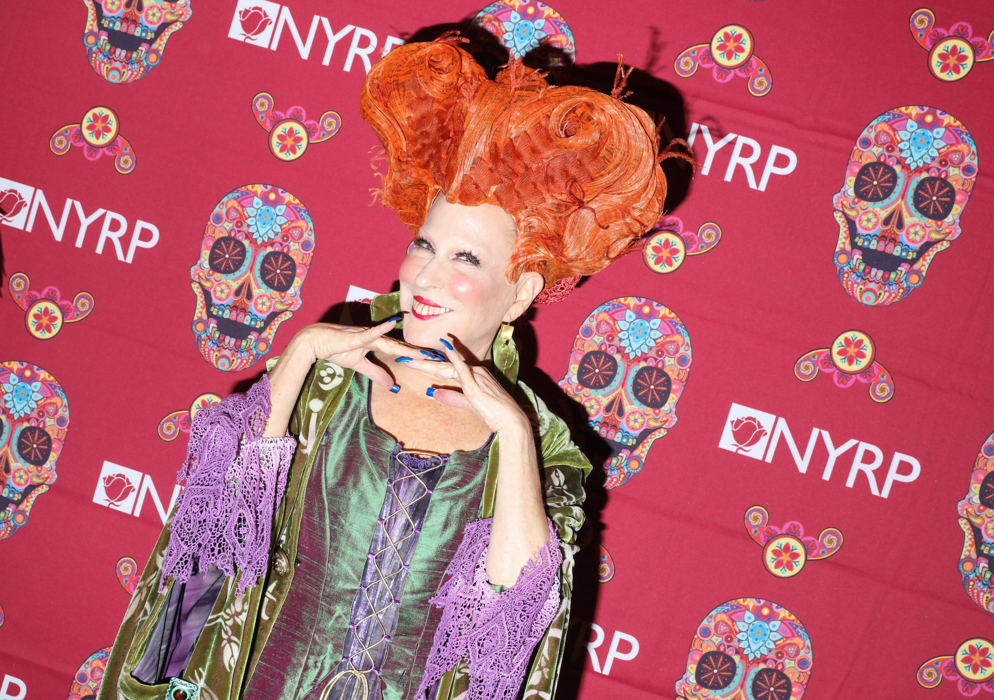 Bette Midler dressed as Winifred Sanderson from 'Hocus Pocus,' on the red carpet at Bette Midler's Annual Hulaween Bash on October 28, 2016.