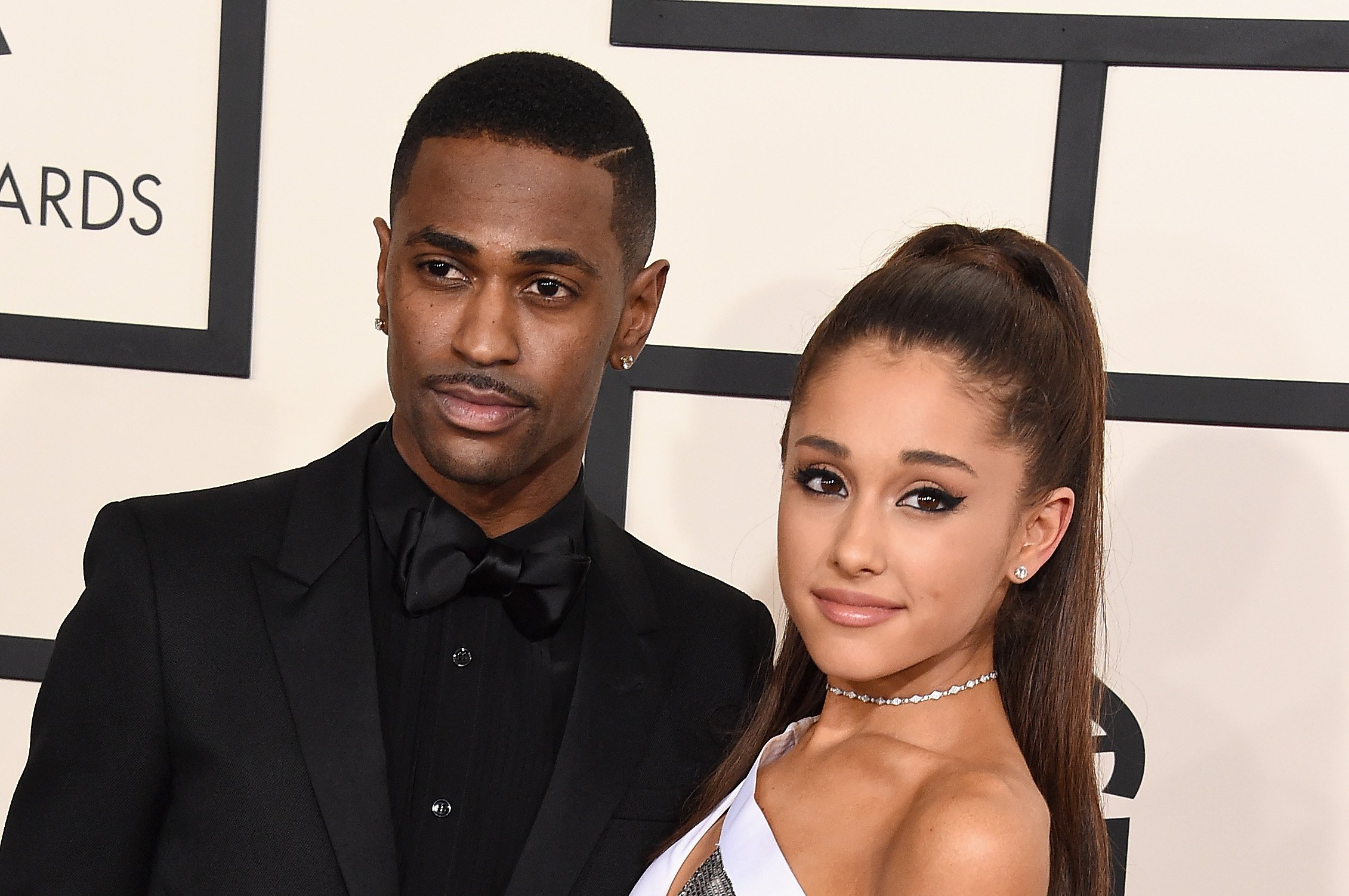 Big Sean (L) and Ariana Grande attend The 57th Annual GRAMMY Awards on February 8, 2015, in Los Angeles, California.
