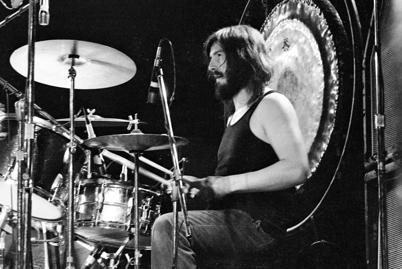 John Bonham sitting at the drums in 1973