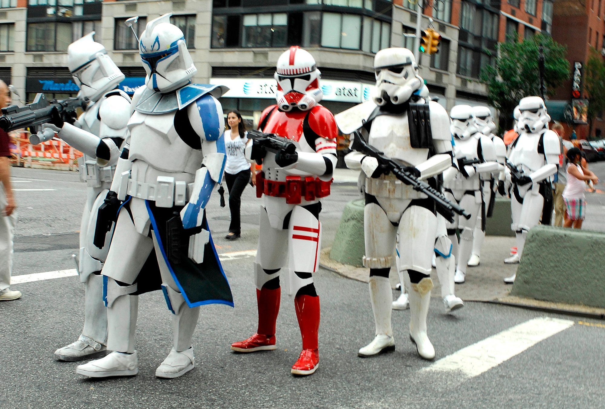 Actors portraying Stormtroopers and Clone Troopers attend the New York International Children's Film Festival 