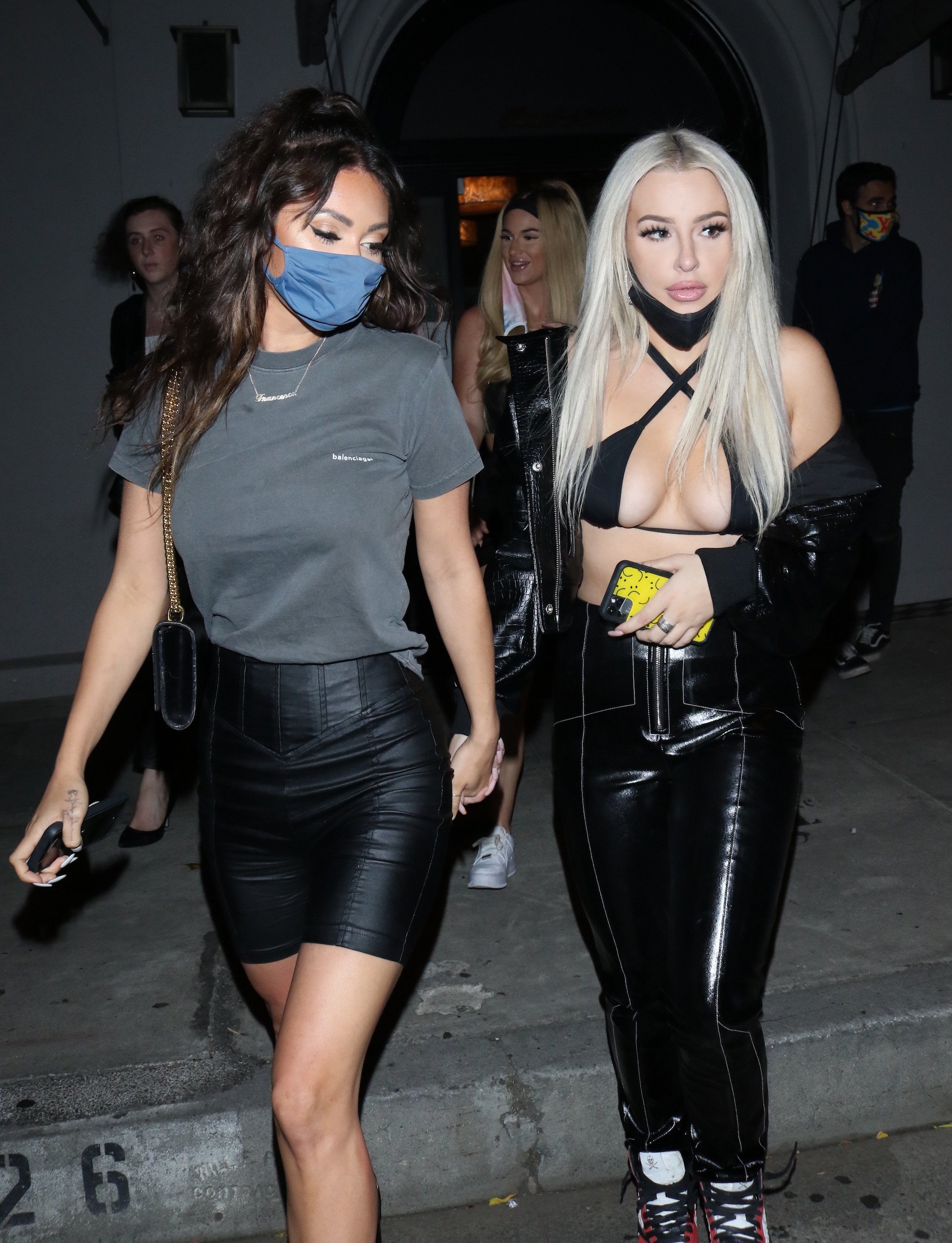 Tana Mongeau and Francesca Farago hold hands on July 5, 2020 in Los Angeles, CA