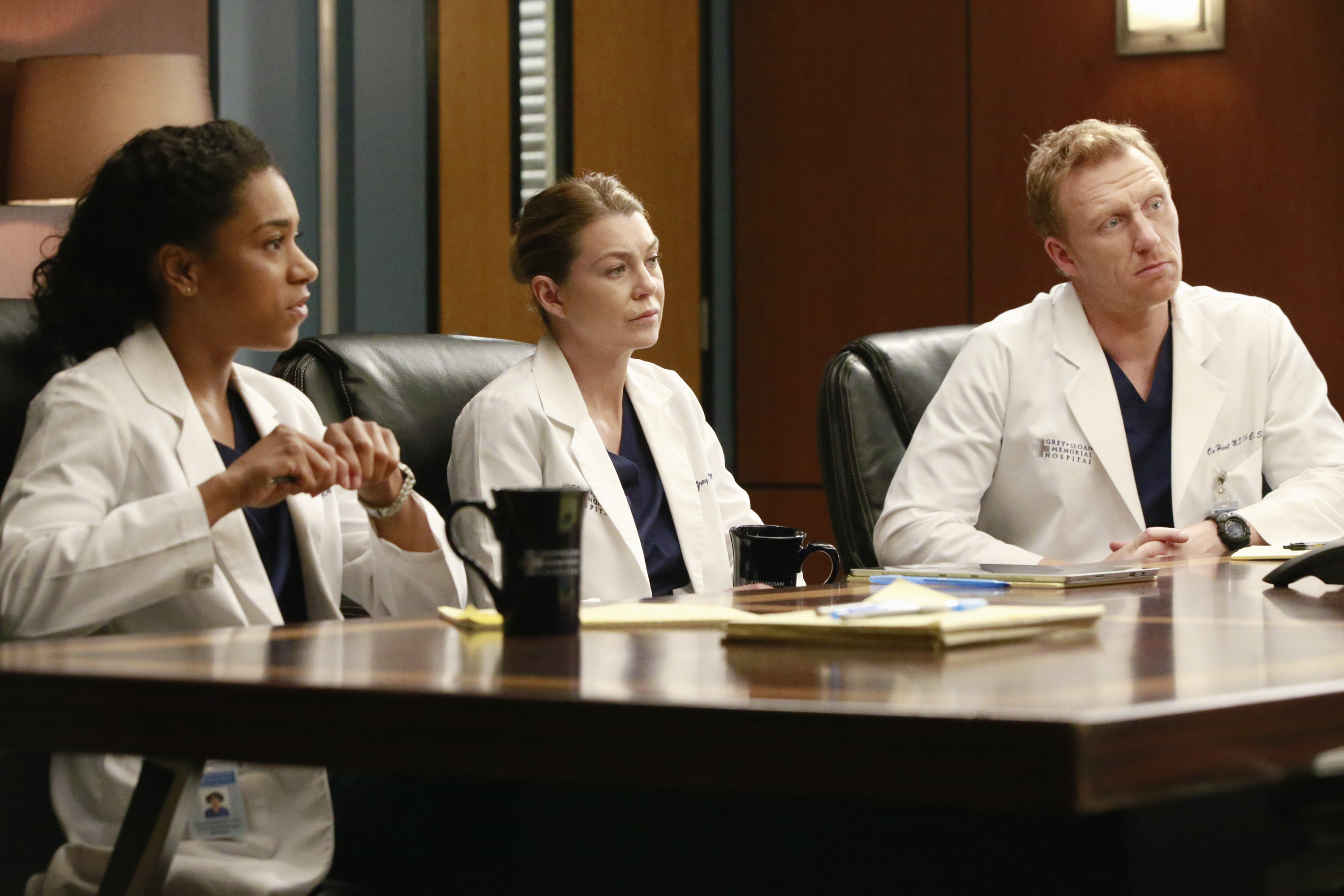 Kelly McCreary, Ellen Pompeo, and Kevin McKidd in 'Grey's Anatomy' 